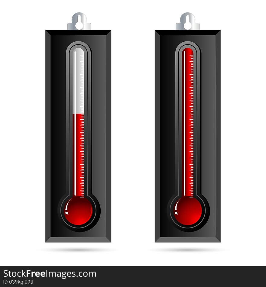 Illustration of pair of thermometer on white background