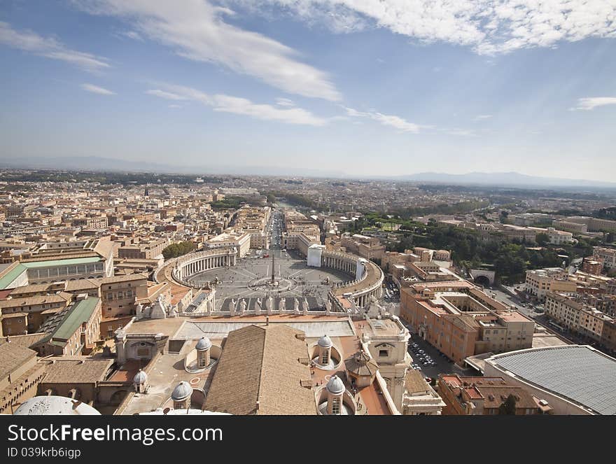 St. Peter's Square in Vatican City view from above, Rome, Italy