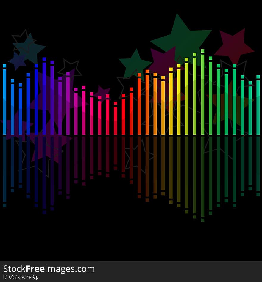 Many colored modern equalizer on black background. Many colored modern equalizer on black background