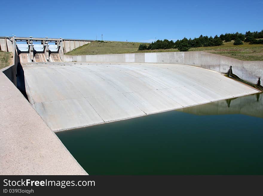 Spillway of dam in the midwest. Spillway of dam in the midwest