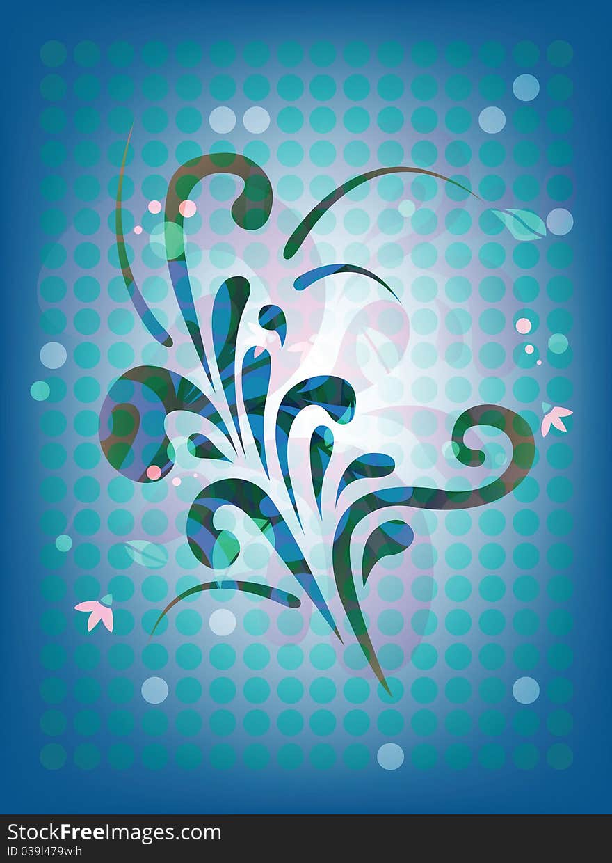 Raster floral background (blue color). Raster floral background (blue color)