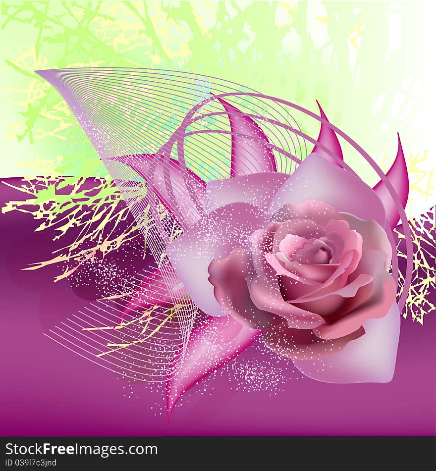 Abstract background with a rose. Floral background.