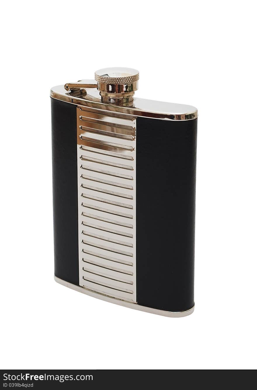 Flask for drinks on a white background (isolated).