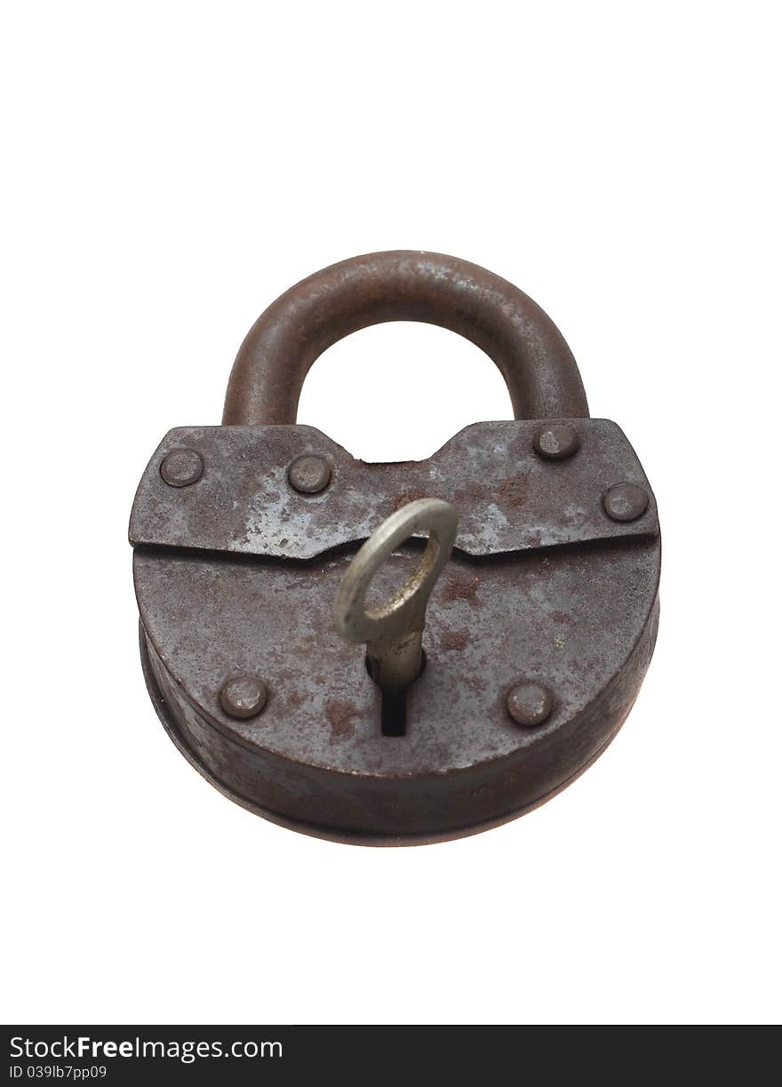 Lock and key on a white background (isolated).