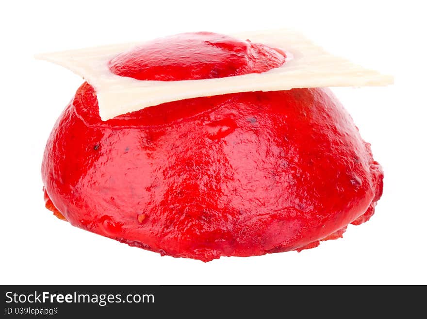 Strawberry cake, isolated on white background