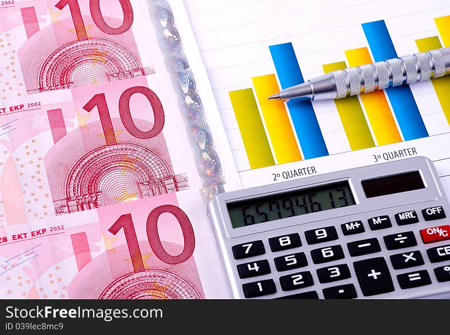 Financial Analysis with charts. european currency