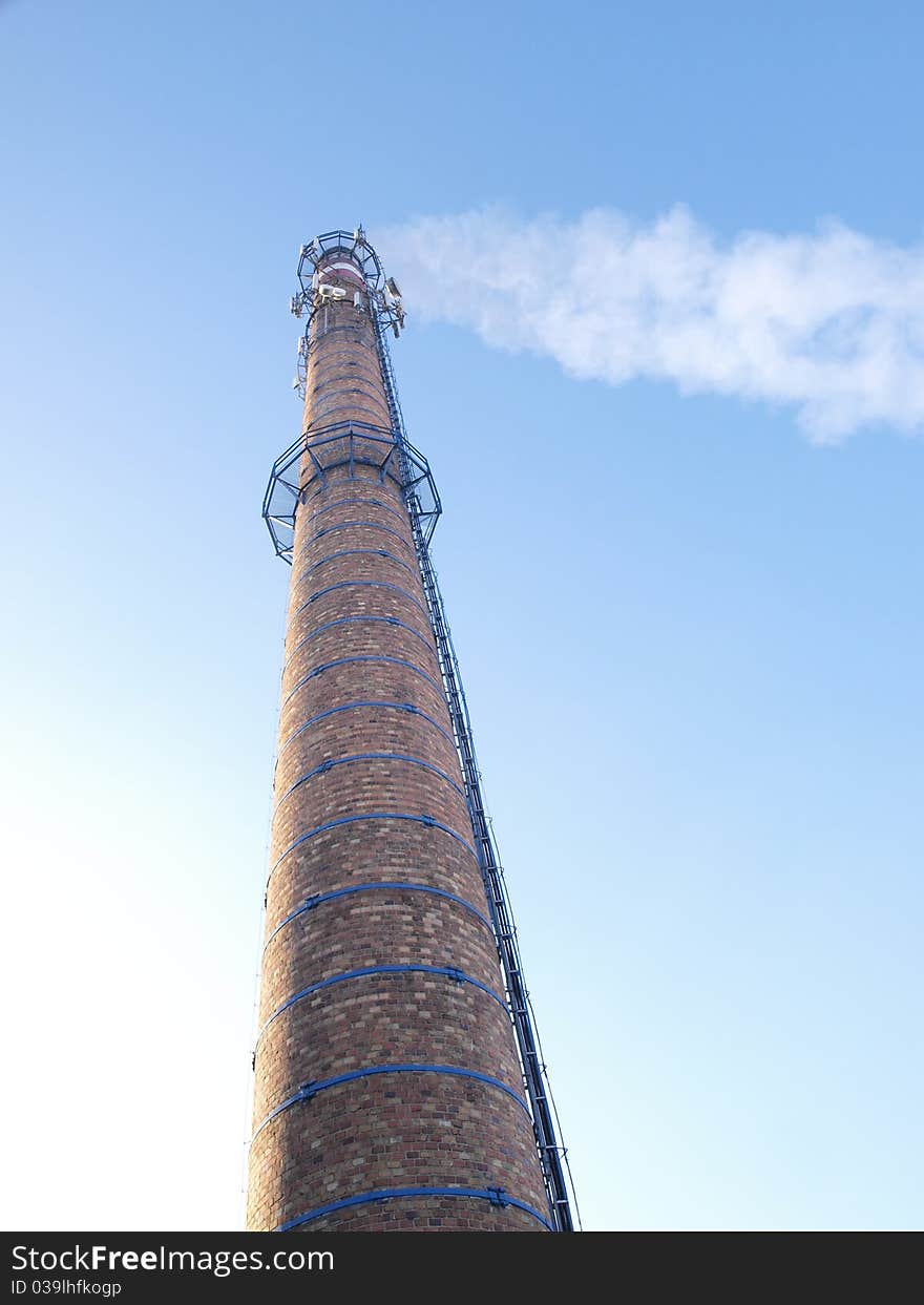 Brick chimney with suspended its antennas