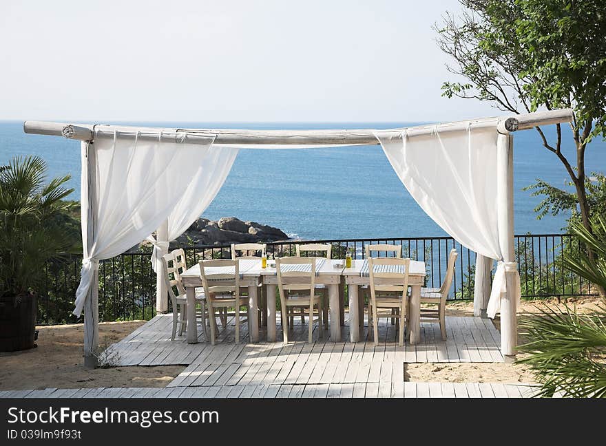 Panormaic view of outdoor terrace