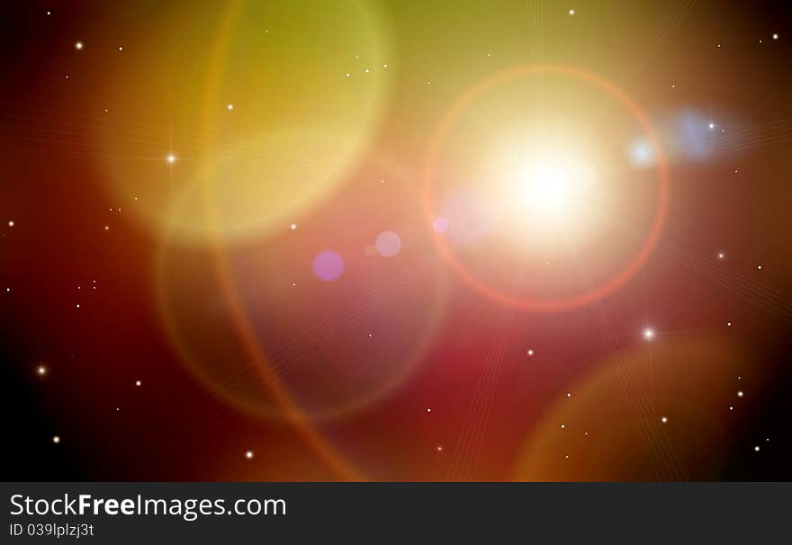 Universe deep space and bright light background composition