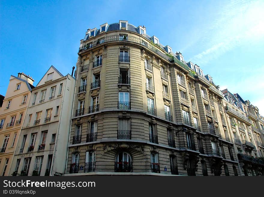 View of building facade at Paris. View of building facade at Paris