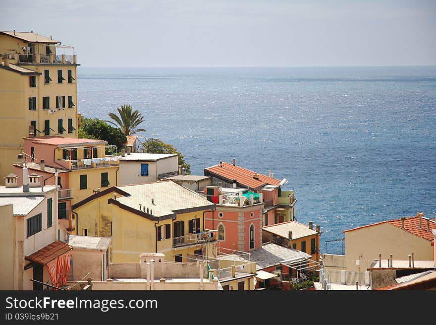 Houses at the Italian village of Riomaggiore. Houses at the Italian village of Riomaggiore