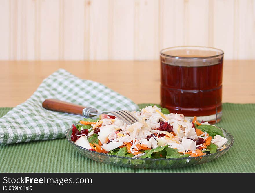 Salad and iced tea