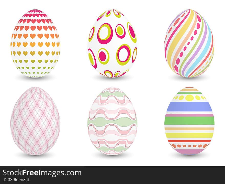 Set of six easter eggs. Set of six easter eggs