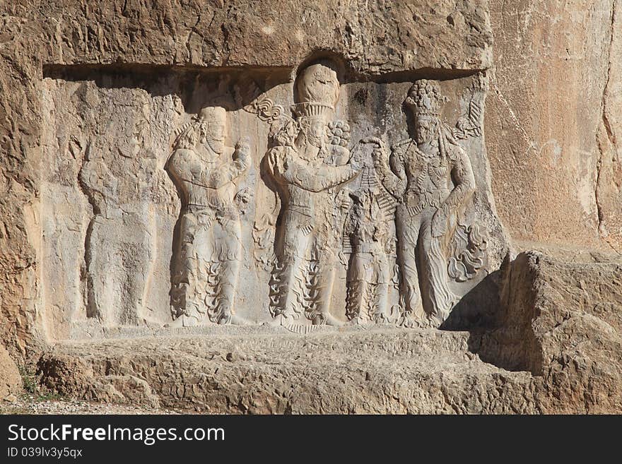 NAQSH-E ROSTAM - Grave of king Daeiros and Xerxs carved in rock near Persepolis