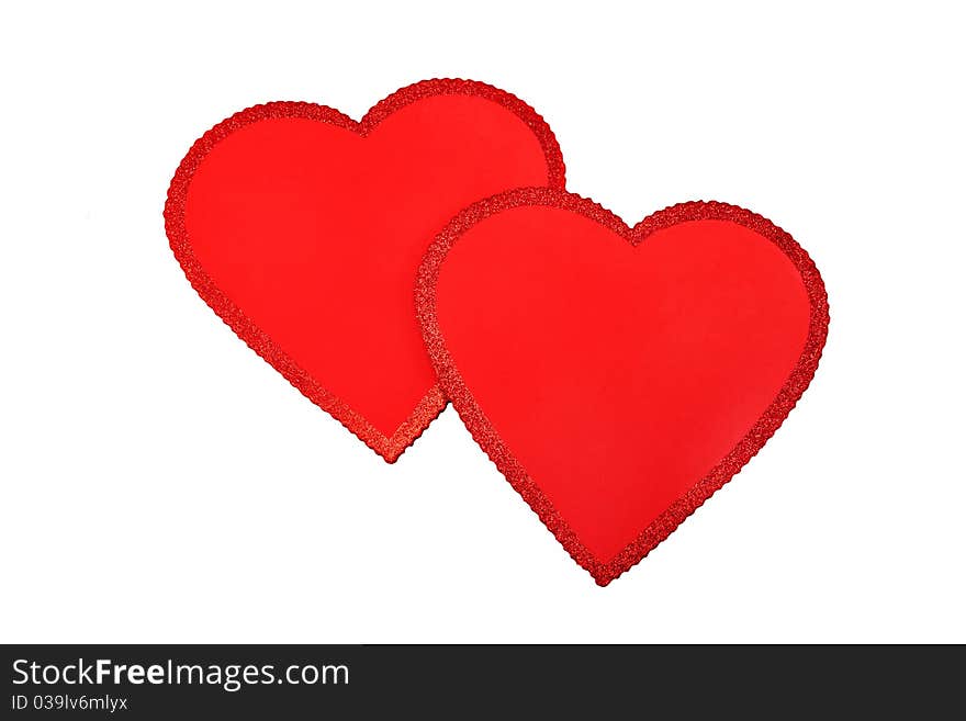 Two hearts on white (clipping path)