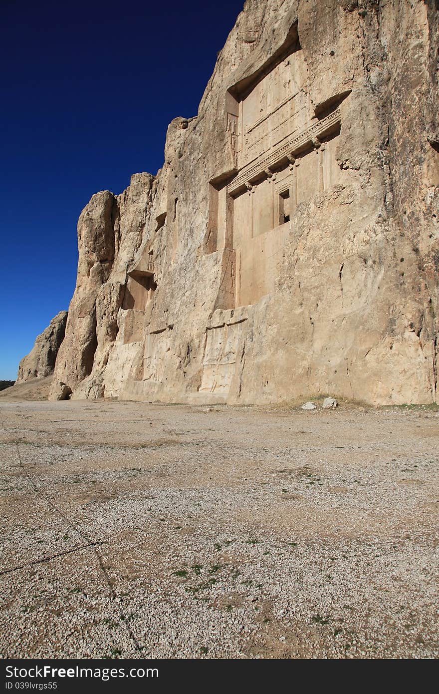 NAQSH-E ROSTAM - Grave of king Daeiros and Xerxs carved in rock near Persepolis