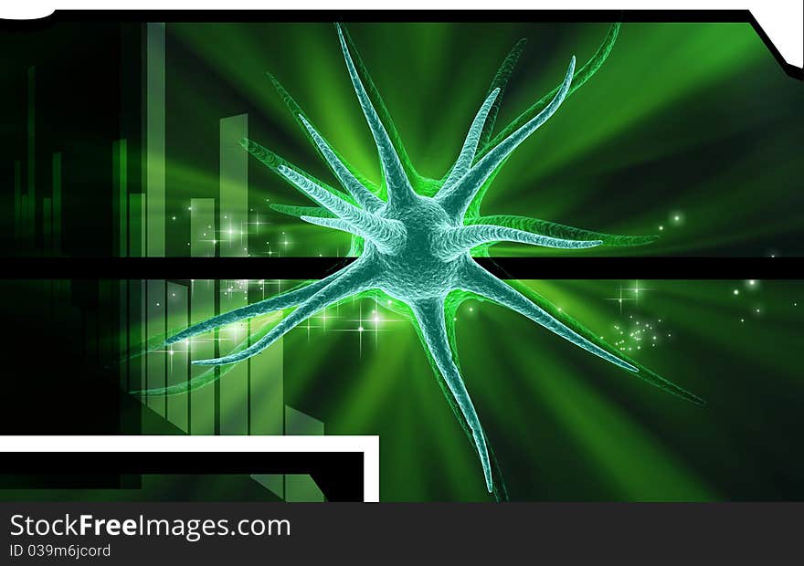 Digital illustration of VIRUS in 3d on digital background