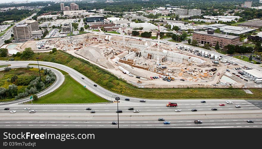 City roads and highways from above. City roads and highways from above