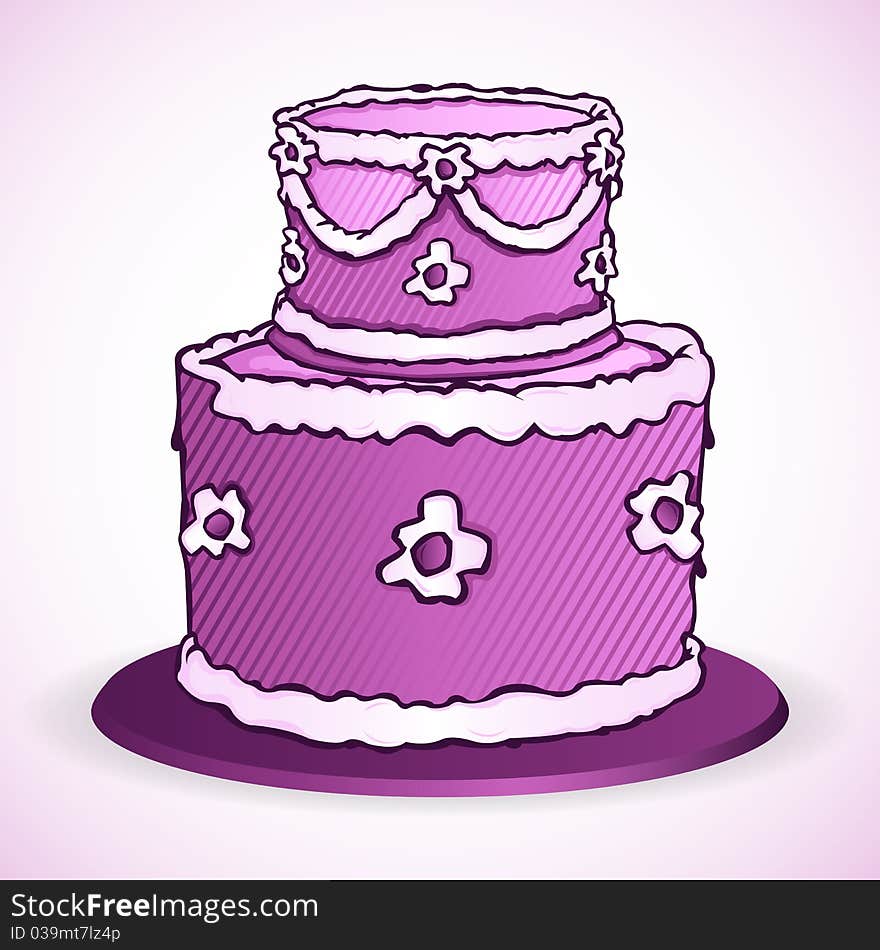 Illustration of birthday cake on white background