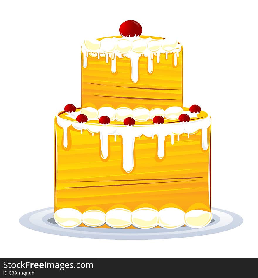 Illustration of birthday cake on white background