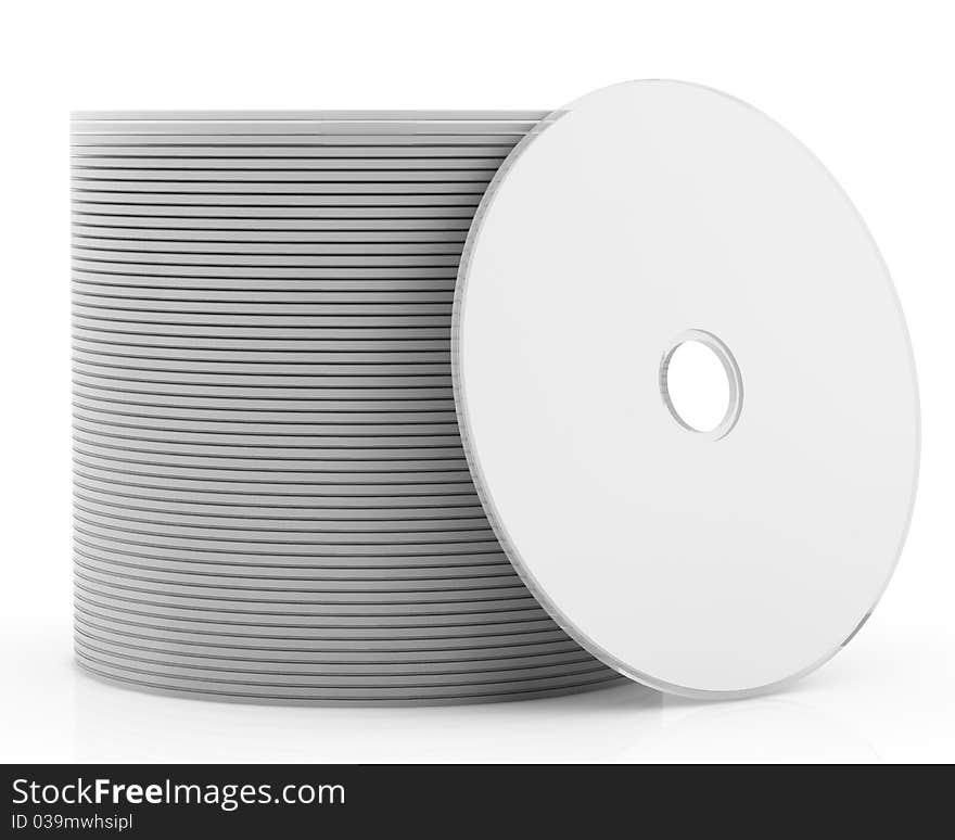 3d pack of white dvd or cd disk