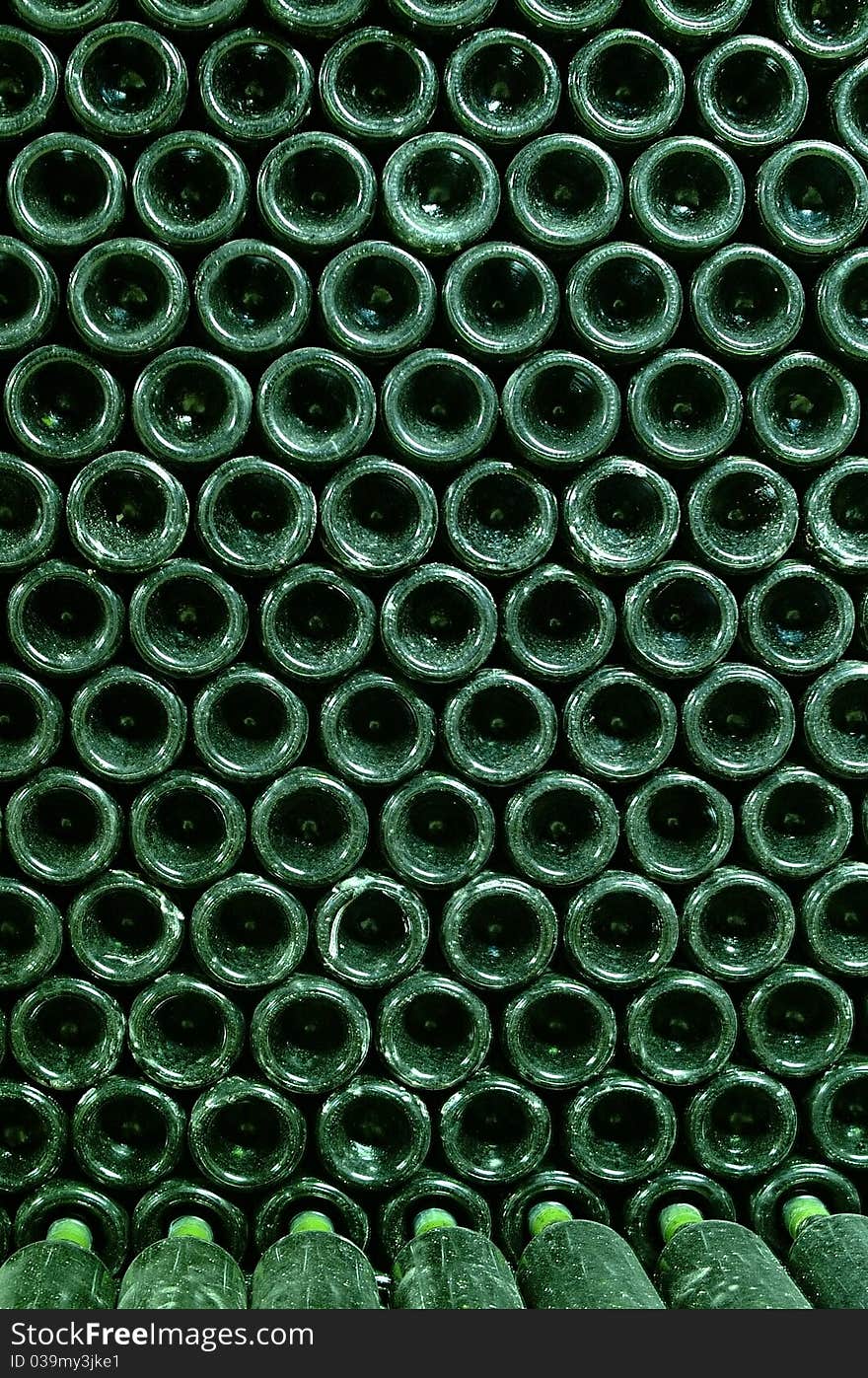 The green wine bottles wall