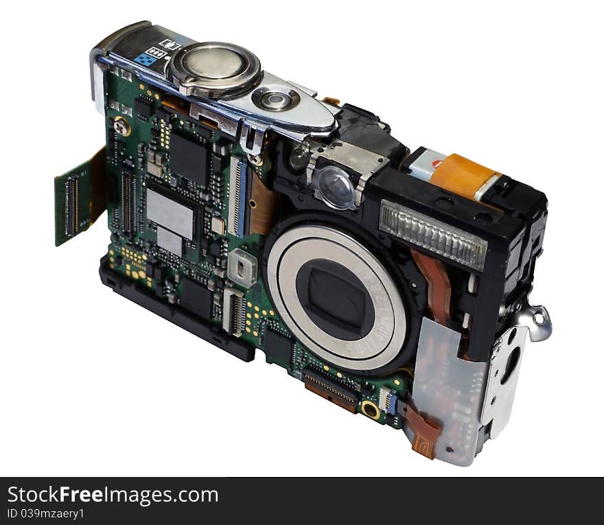 Digital Camera In The Disassembled Kind On A White