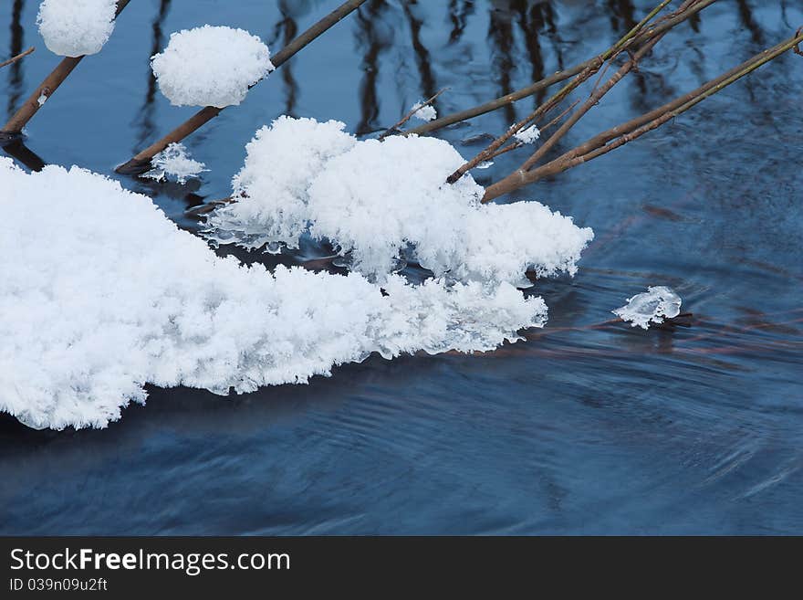 Melting ice piece on the river in spring. Melting ice piece on the river in spring