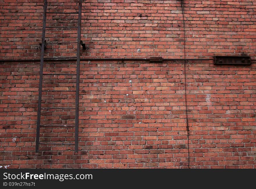 Brick wall and stairs.