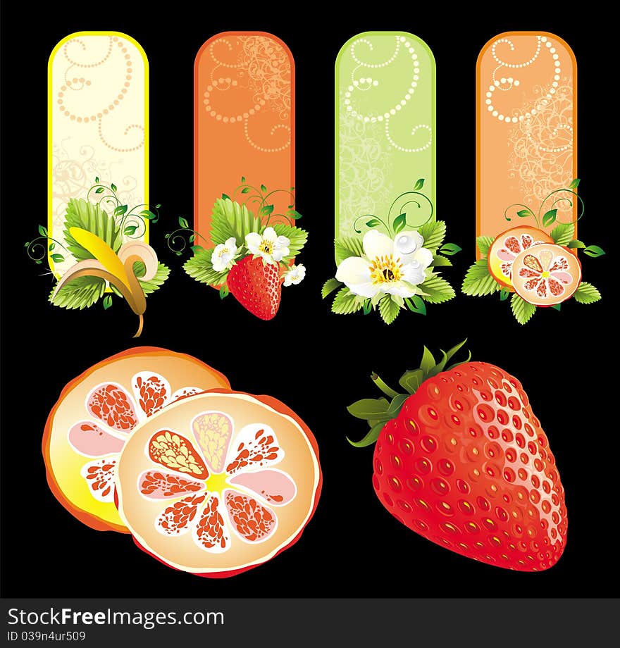 Set Of Banners With Fruits