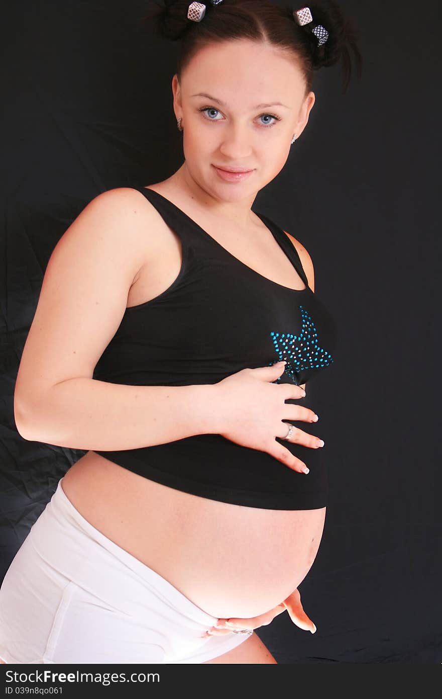 Beautiful pregnant woman expecting a baby boy