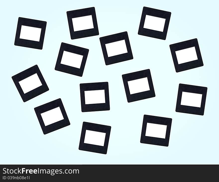 Photographic slides isolated against a white background