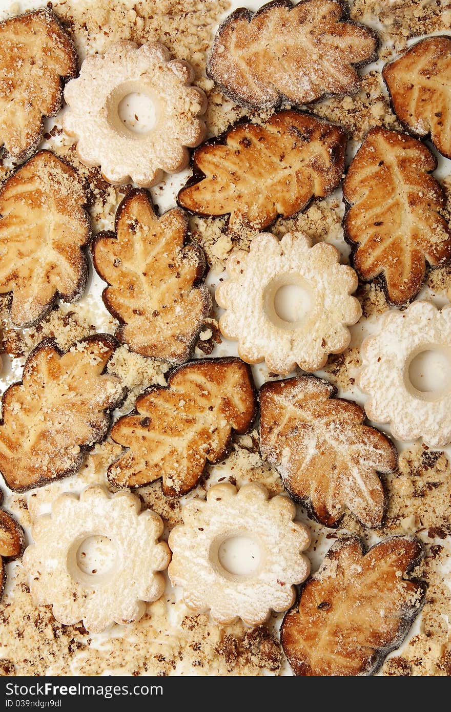 Background of cookies and crumbs