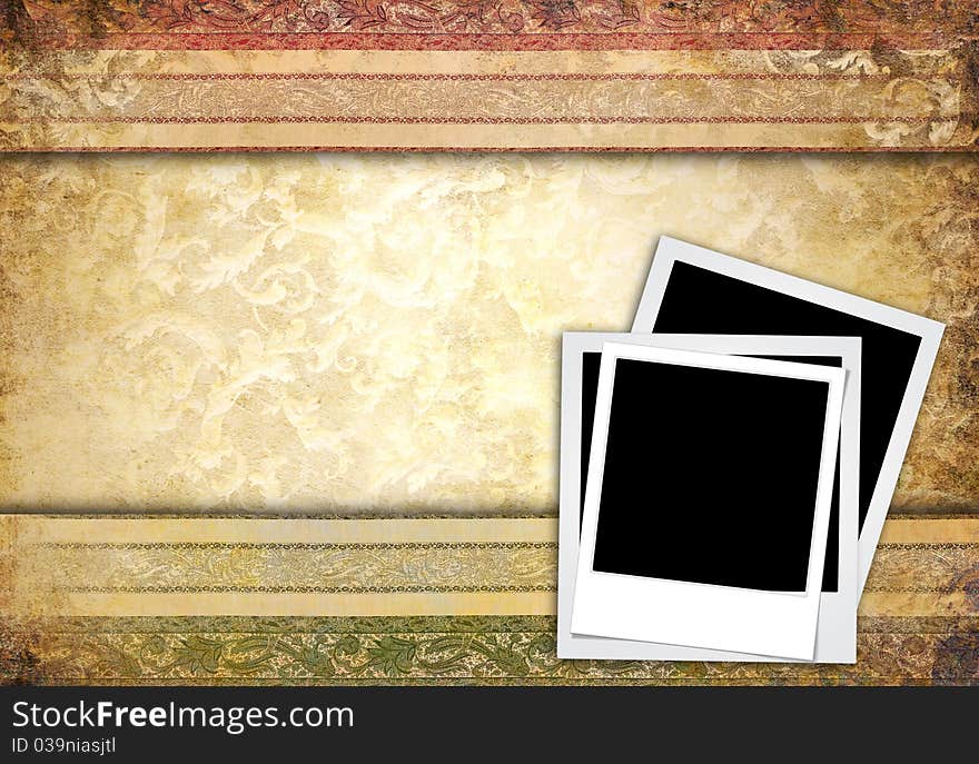 Instant Photo Frame On Vintage Background