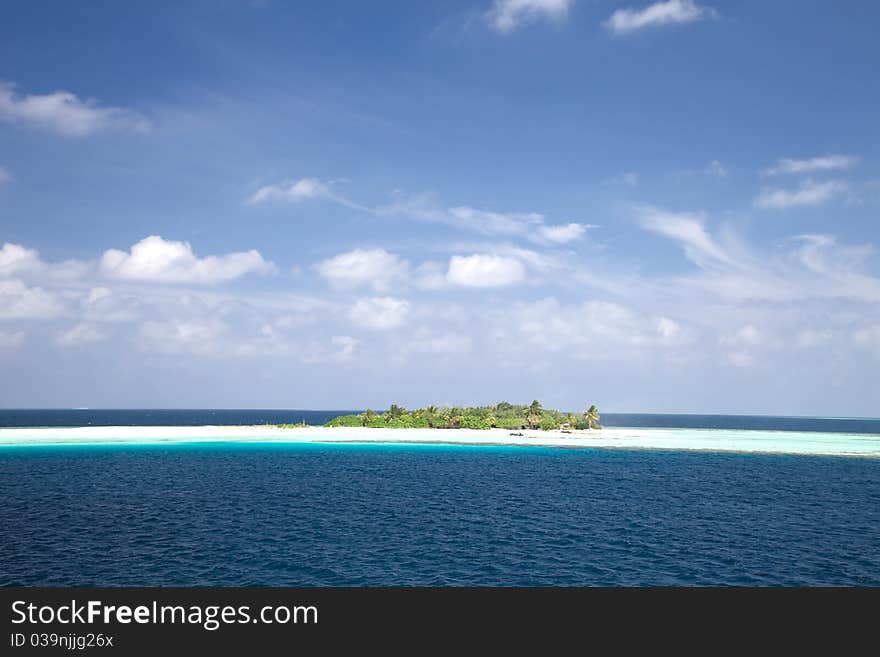 Resort island of Republic of Maldives.
This was taken from cruising boat.