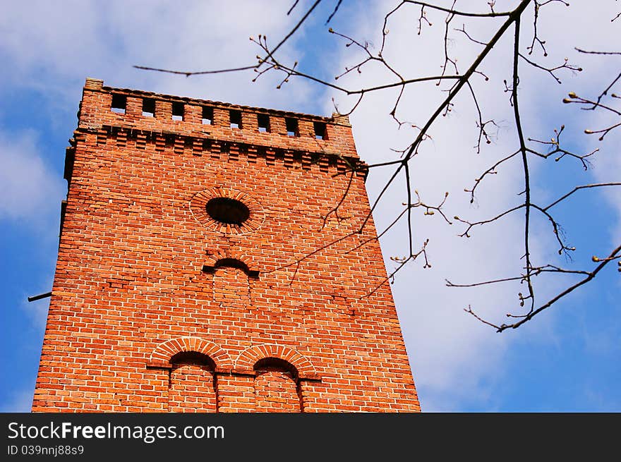 A castle tower made of bricks