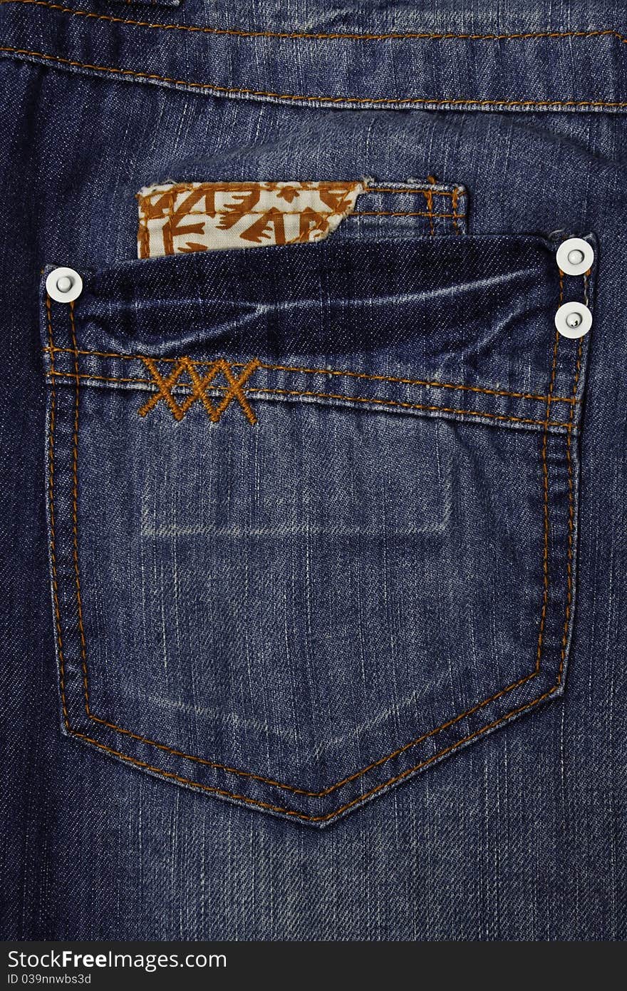 A close up of a denim