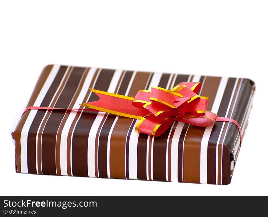 Striped box with ribbon