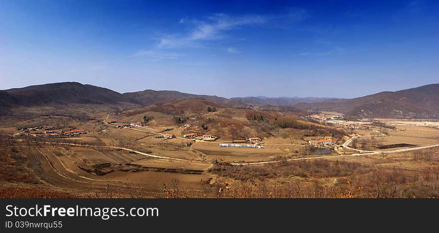 China Rural in winter In the pure sky