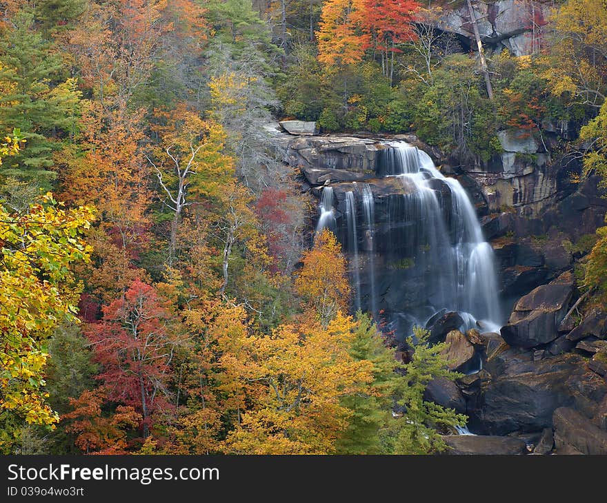 Scenic waterfall in autumn