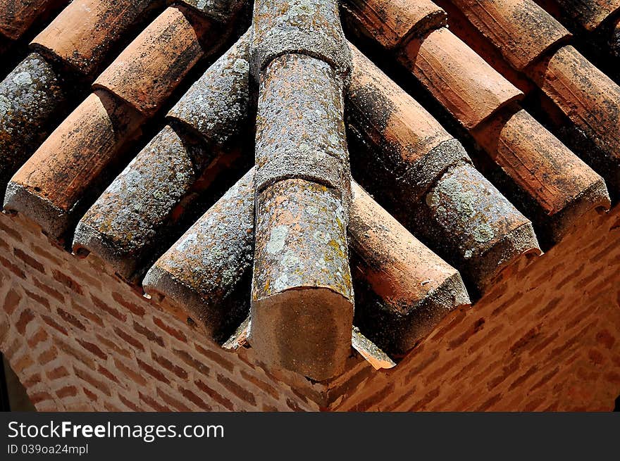 Tiles on the roof of a house