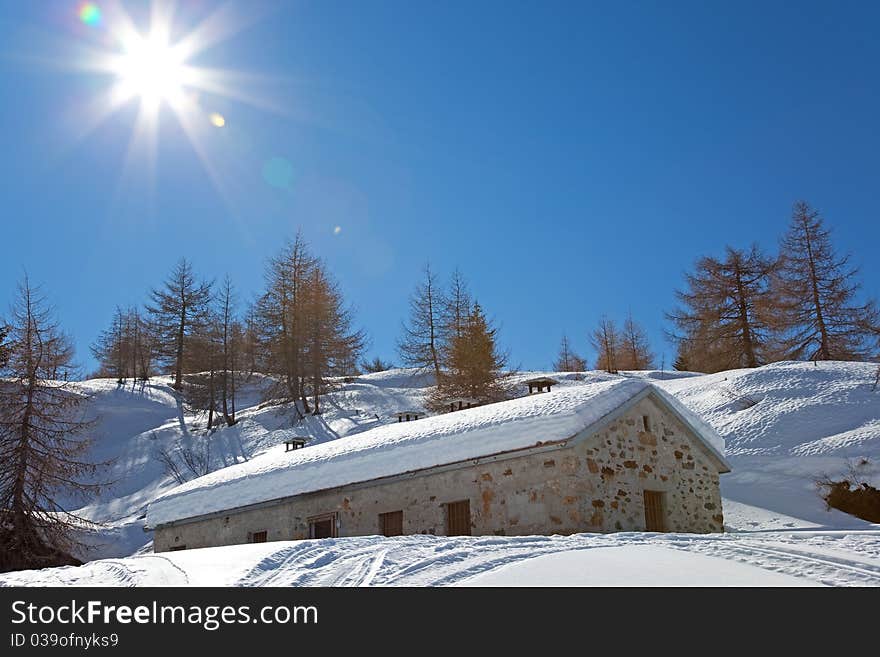 Farm In The Snow