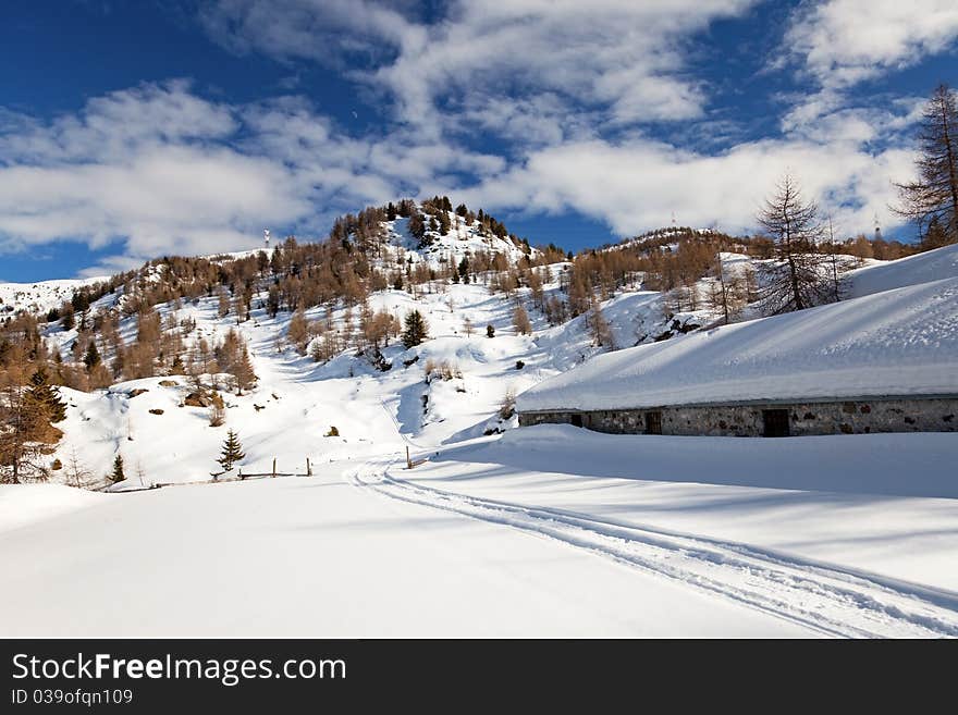 Farm in the snow