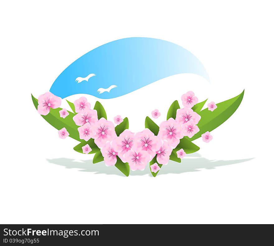 Branch with spring flowers, cdr vector