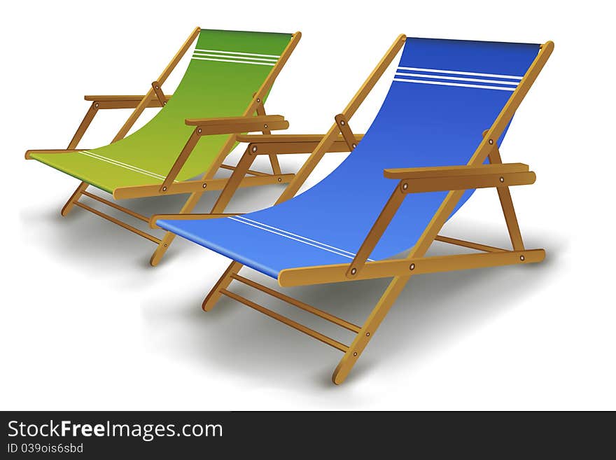 Illustration of beach chairs on white background