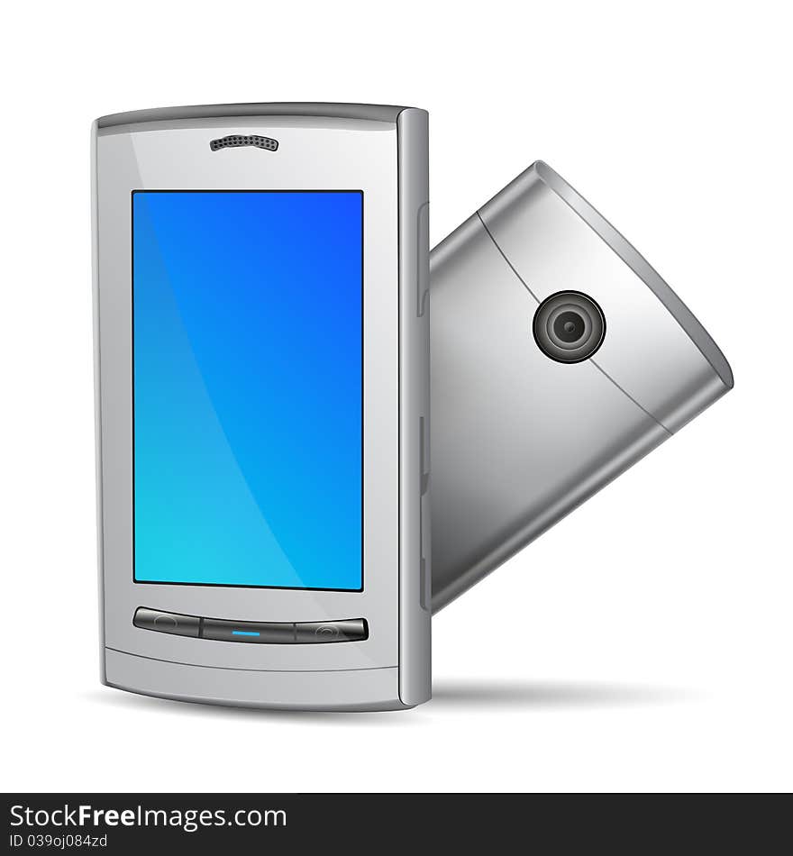 Illustration of mobile phone on white background. Illustration of mobile phone on white background