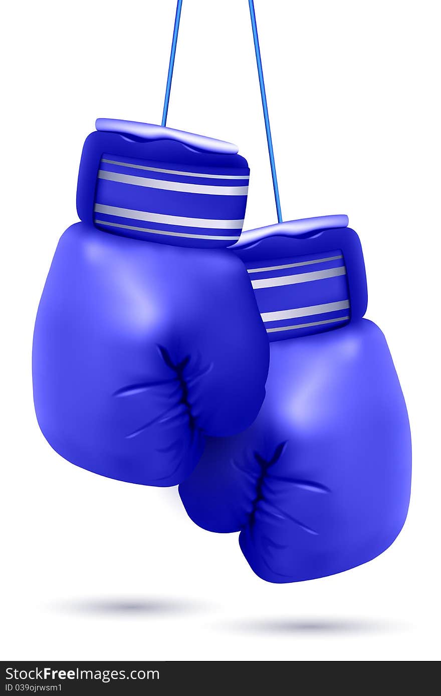 Illustration of hanging boxing gloves on white background