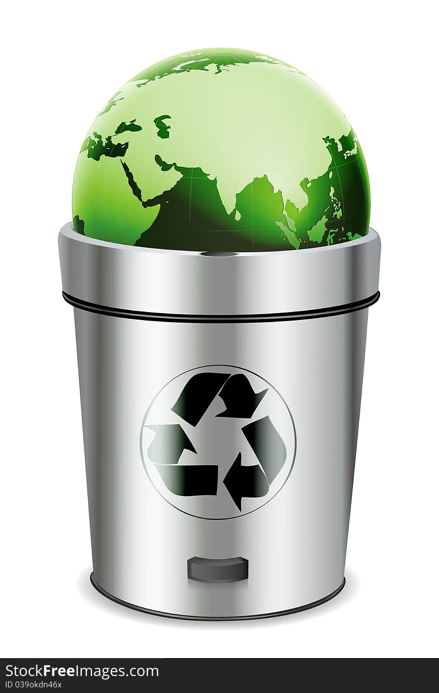 Recycle bin with globe