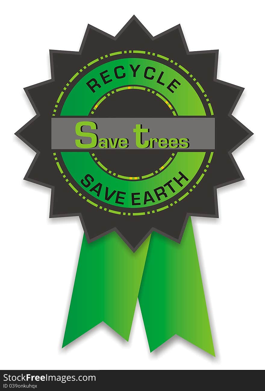 Illustration of recycle badge isolated on white background.