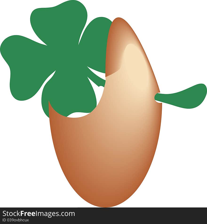 Easter egg with symbol irish on the green background